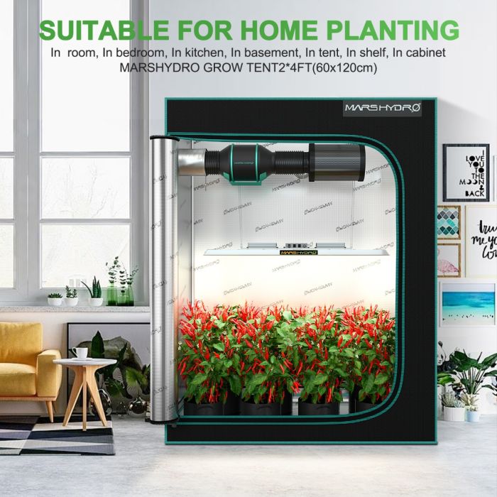 grow tent in basement MARS HYDRO TSL 2000 LED GROW LIGHT + 2'X4' INDOOR COMPLETE GROW TENT K–  Discount Indoor Gardening