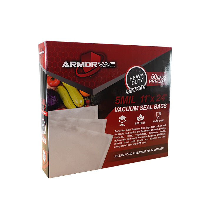 ArmorVac 11”x24” 5mil Precut Vacuum Seal Bags All Clear - Discount Indoor Gardening