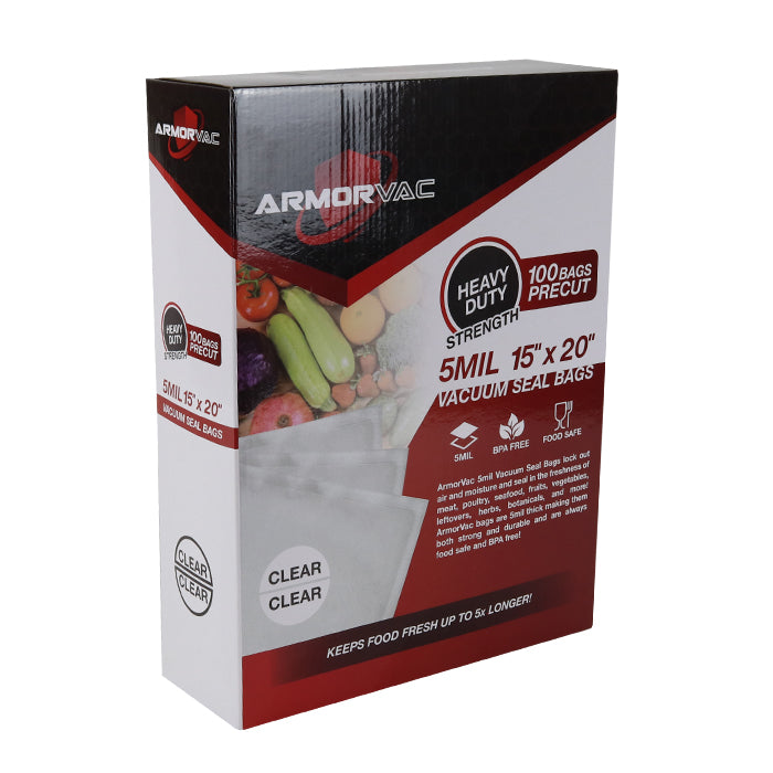 ArmorVac 15”x20” 5mil Precut Vacuum Seal Bags All Clear - Discount Indoor Gardening