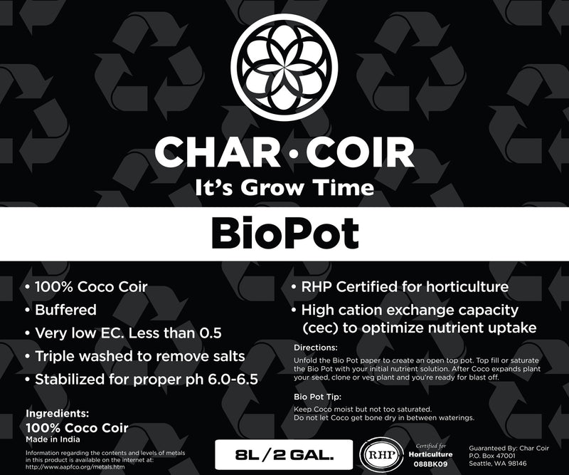 Char Coir BioPot 8L - Discount Indoor Gardening