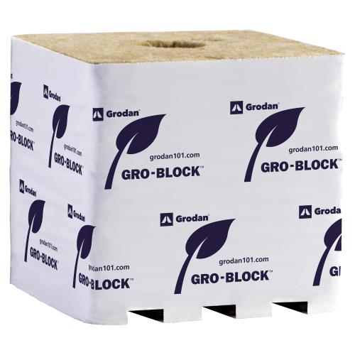 Grodan Pro Improved 10 Block, 4Inches x 4Inches x 4Inches, on strip with hole, case of 144, Commercial - Discount Indoor Gardening